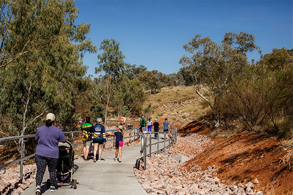 Locals testing out the new walking trail in cloncurry